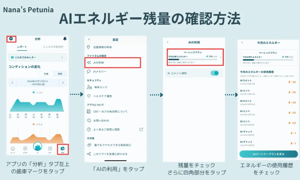 AIエネルギー残量の確認方法