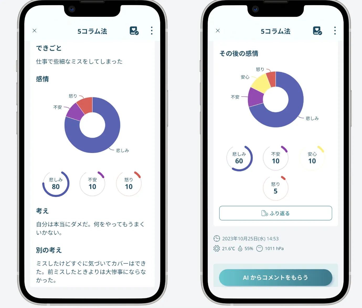 5コラム法記入結果画面